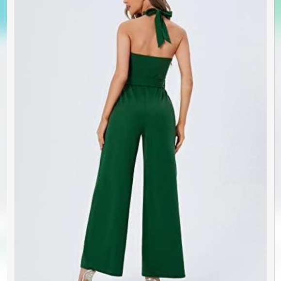 Wdirara Empire Halter Tied Backless High Waist Belted Jumpsuit - Picture 2 of 14